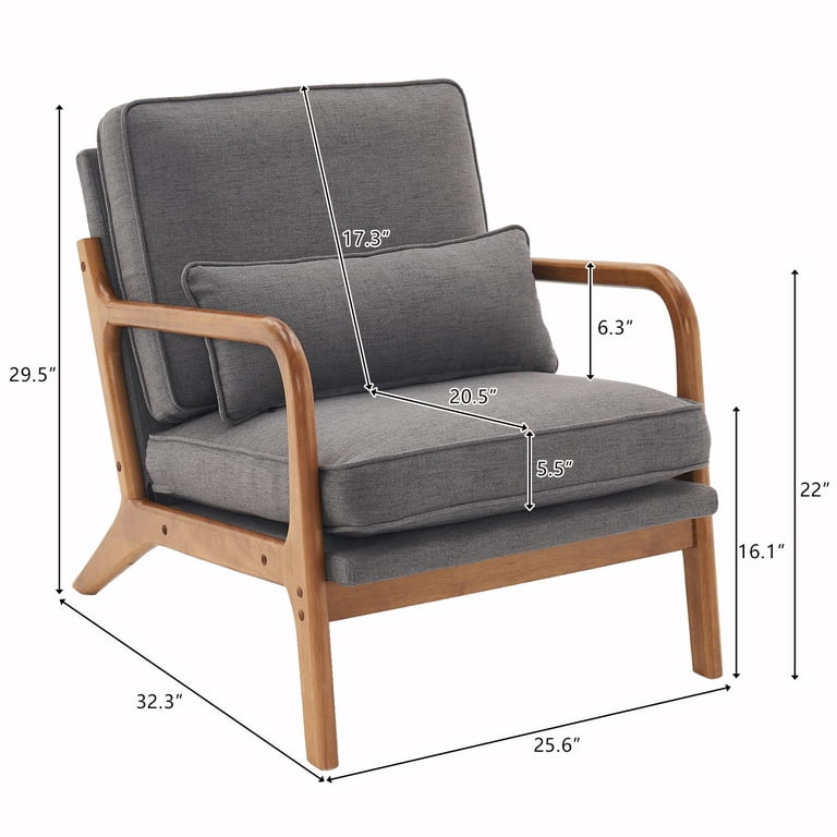 Free Shipping! Zimtown Mid-Century Living Room Armchair, Dark Gray