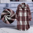 thumbnail image 7 of Annhoo Womens Long Trench Coat Single Breasted Checkered Long Sleeve Lapel Overcoat Fall Winter outerwear Jackets, 7 of 7