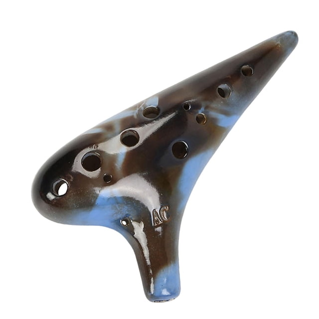 Ocarina de 12 agujeros, flauta de arcilla cerámica, instrumento musical profesional compacto con afinación en C , ideal como regalo para adultos y Azul
