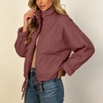 thumbnail image 5 of Zip Up Jackets for Women Plus Size Puffer Jackets Stand Collar Cropped Lightweight Fall Coats with Pockets S-3XL, 5 of 8