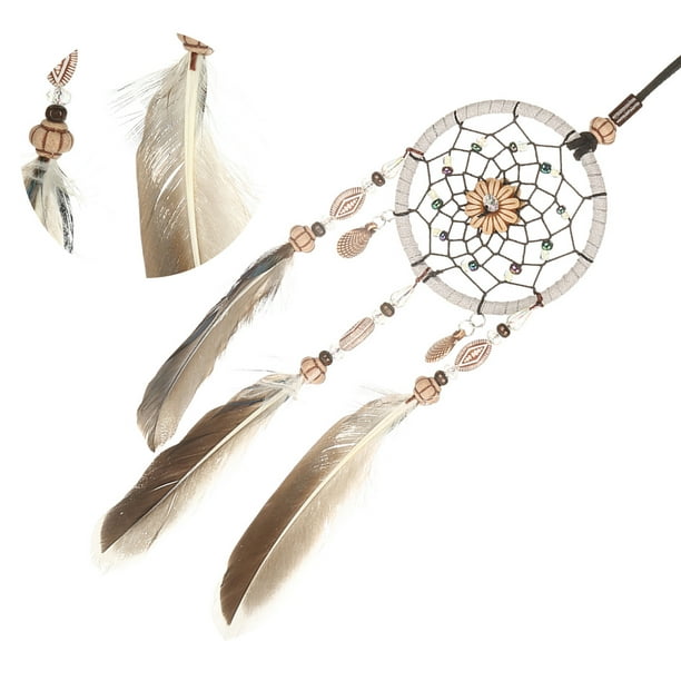Capteur de rêves pour voiture, Mini carillons en plumes blanches pures, décoration murale suspendue, attrape-rêves fait à la main, pendentif en plumes  15