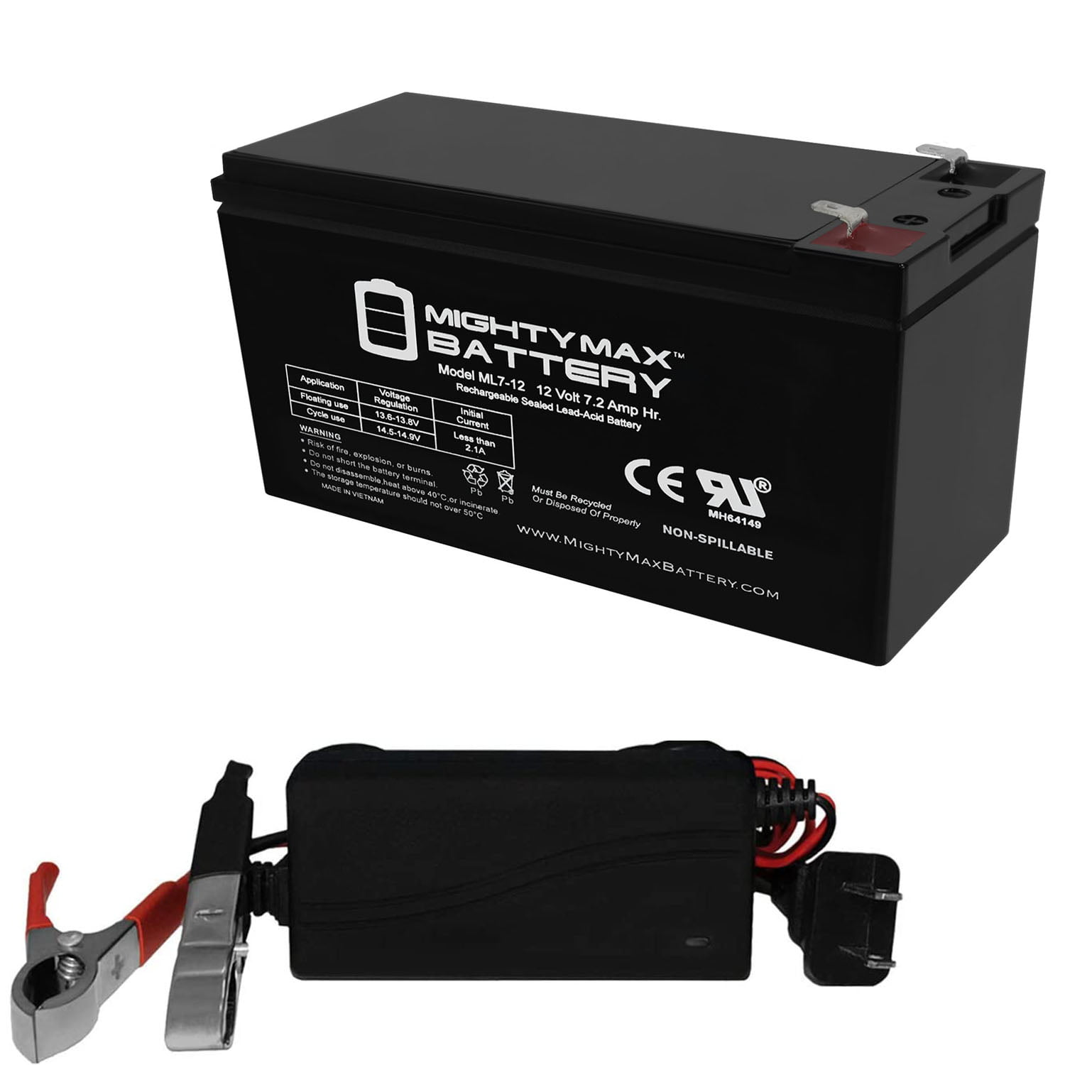 Mighty Max Battery ML7-12 12V 7.2AH GS Portalac PX12072 Replacement Battery Brand Product