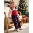 thumbnail image 5 of Cjfdfy Toddler Baby Boy Girl Christmas Overalls Outfit Plaid Print Adjustable Straps Sleeveless Jumpsuits Infant Cute My First Christmas Fall Winter Clothes 0-3Y, 5 of 9