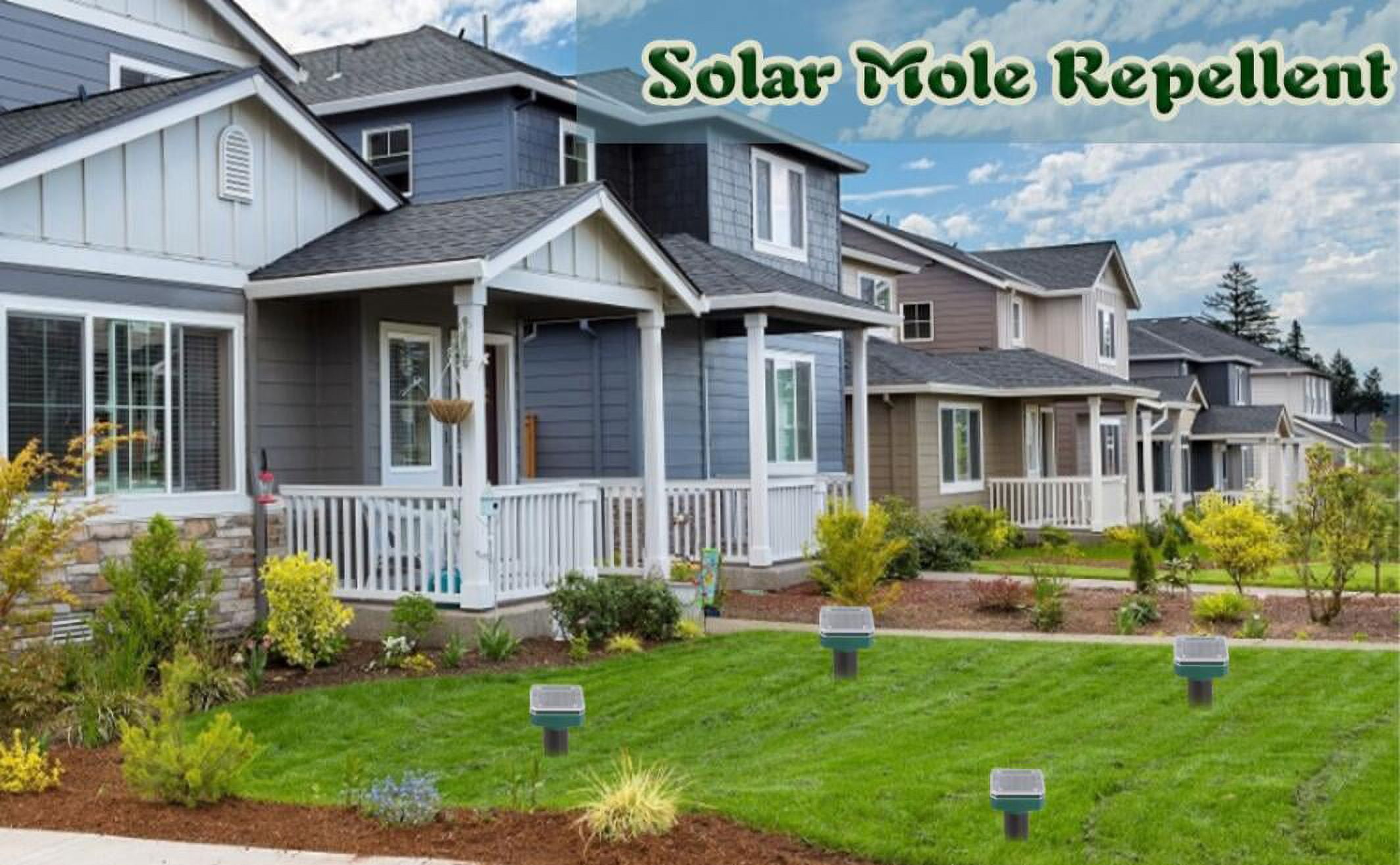 Pet Safe Pack of 4 Sonic Mole Repellent Solar Powered for Lawn Garden Yard, IP65 Waterproof Outdoor Ultrasonic Snake Repellent for Get Rid of Mole, Gopher, Snakes, Vole and Other Underground Pests