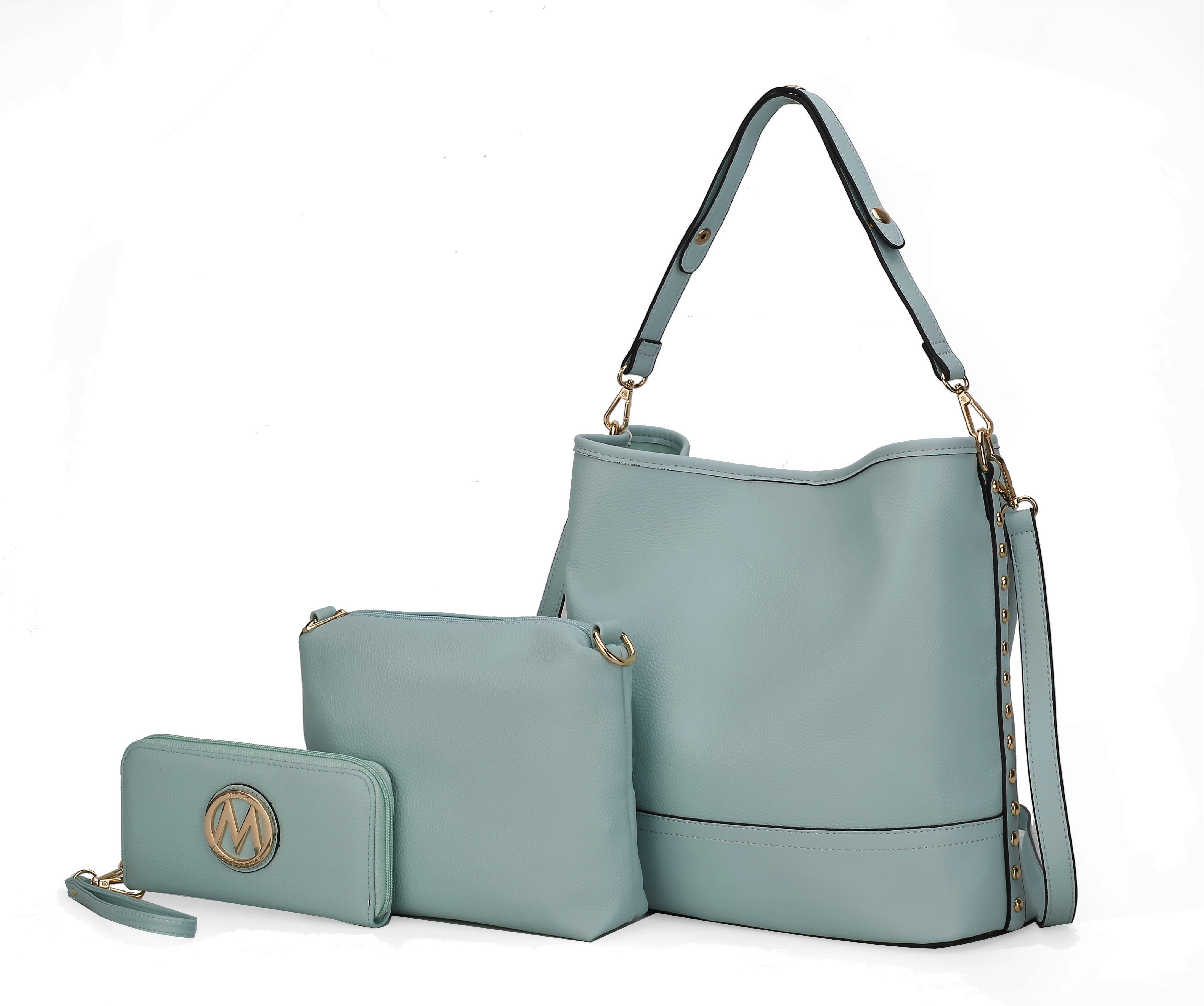 Shoulder Strap Lady Fashion PU Leather Designer Handbag Purse MKF Set Hobo Bag for Women & Wristlet Wallet 
