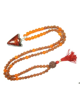 Mogul Meditation Mala Ambition Carnelian Beads Pendent Handmade Healing Japamala Necklace