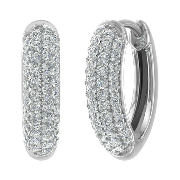 1/2 Carat Diamond Hoop Earrings in 10K White Gold