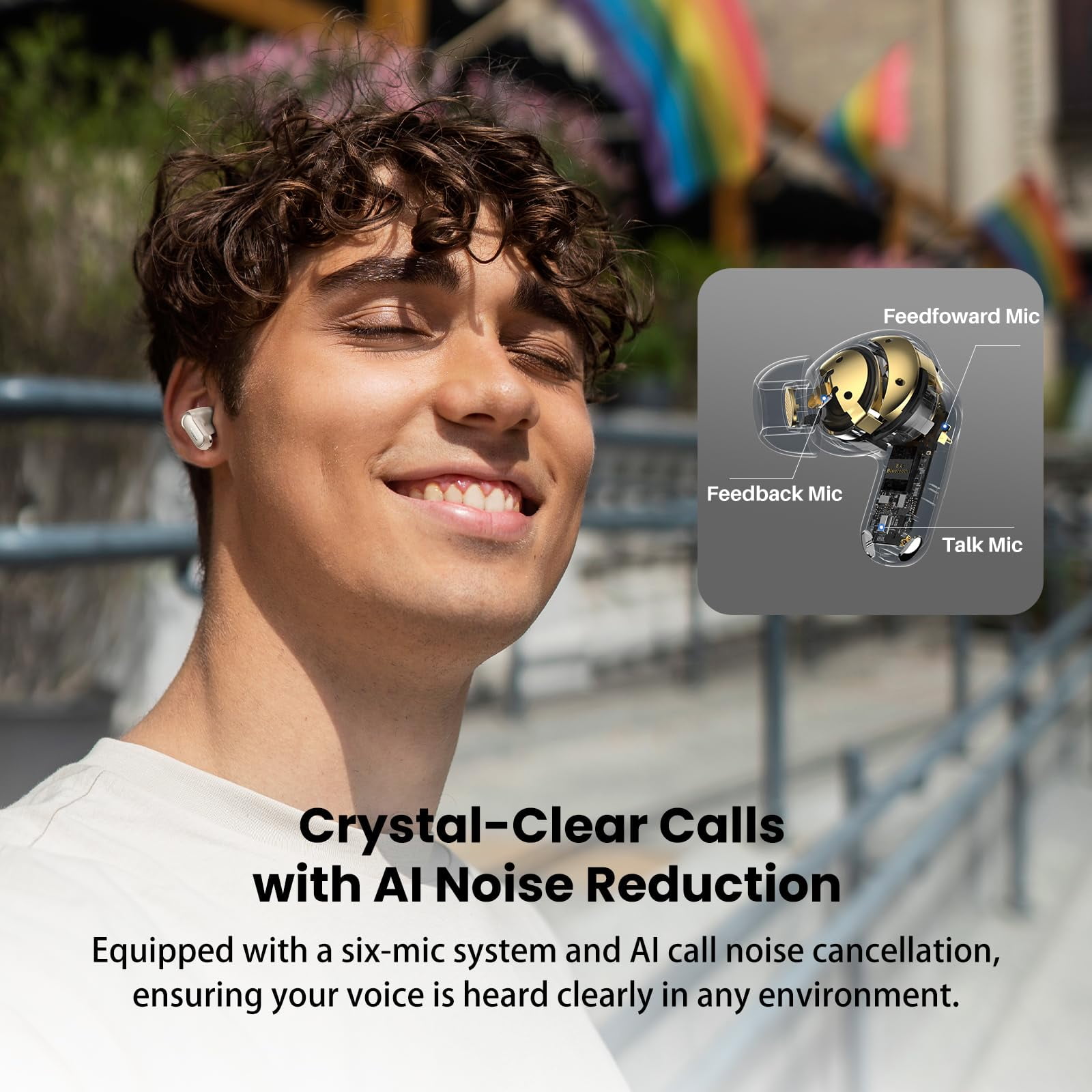 TOZO NC20 Pro Smart Touch Noise Cancelling Earbuds,Bluetooth Headphones with AI Assistant,6 Mics Clear Calls,80H,LDAC Hi-Res Audio,In-Ear Detection,Dual Pairing,App-32EQ,Waterproof Wireless Charging
