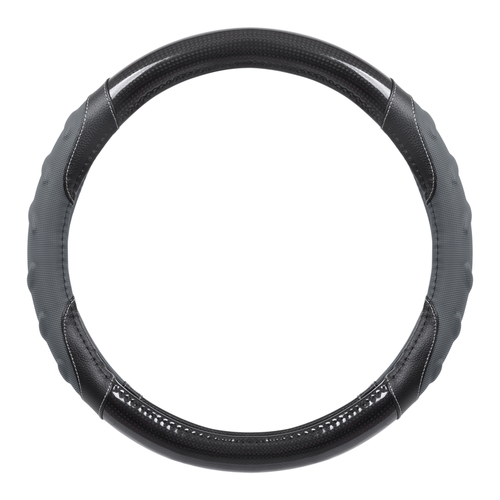 Motor Trend GripPlus Black Carbon Fiber Steering Wheel Cover, Standard 15 inch Size, Advanced Traction Grip, Car Steering Wheel Cover for Truck Van SUV Auto