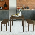 thumbnail image 4 of Gymax 3pcs Dining Set Modern Studio Collection Table with 2 Benches Wood Legs Coffee, 4 of 10
