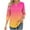 Hot Pink, variant on Women Shirts 3/4 Sleeve Plus Size Pullover Tops Round Neck Casual Tee Shirts Gradient Summer Blouses Blue XL