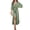 Green-L, variant on Womens Backless Batwings 3/4 Sleeve Split Cocktails Party Long Dress Tie Back Belted High Waist Loose Satins Dresses