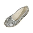 thumbnail image 2 of Miluxas Sequin Dress Shoes for Women Round Toe Flats Shoes Lace Ballet Flats Dressy Comfortable Foldable Flats Low Heel Silver 9.5(43), 2 of 5