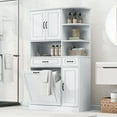 thumbnail image 3 of Euroco Tall Freestanding Storage Cabinet with Drawers and Doors, Adjustable Shelves, Flip Drawer Design, Modern Organizer Cabinet for Bathroom, Living Room, or Office, White MDF Cabinet, 3 of 9