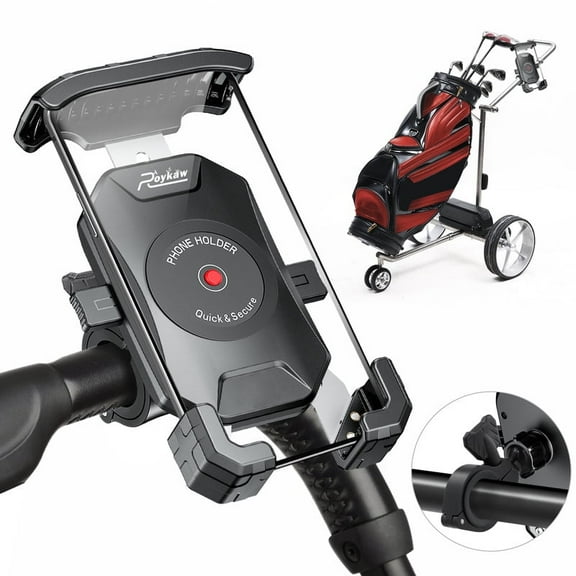 Roykaw Golf Push Cart Phone Holder Mount for Caddytek,Clicgear, Sun Mountain, Rovic, Caddy, Bag Boy