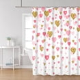 thumbnail image 3 of Valentine''s Day Shower Curtain, Romantic Gold and Pink Heart Shower Curtain Set for Bathroom Waterproof Fabric Shower Curtain with Hooks, 72x84 Inch, 3 of 6