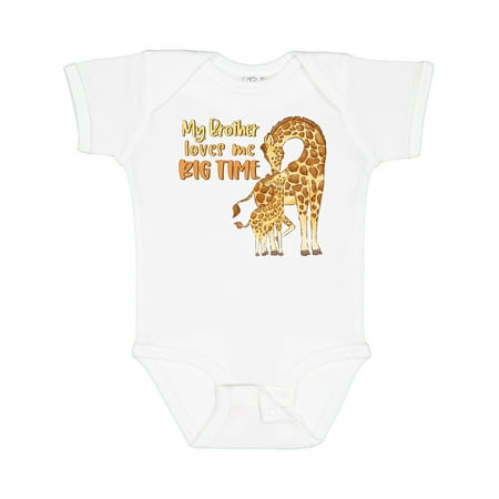 

Inktastic My Brother Loves Me Big Time Cute Giraffe Family Gift Baby Boy or Baby Girl Bodysuit