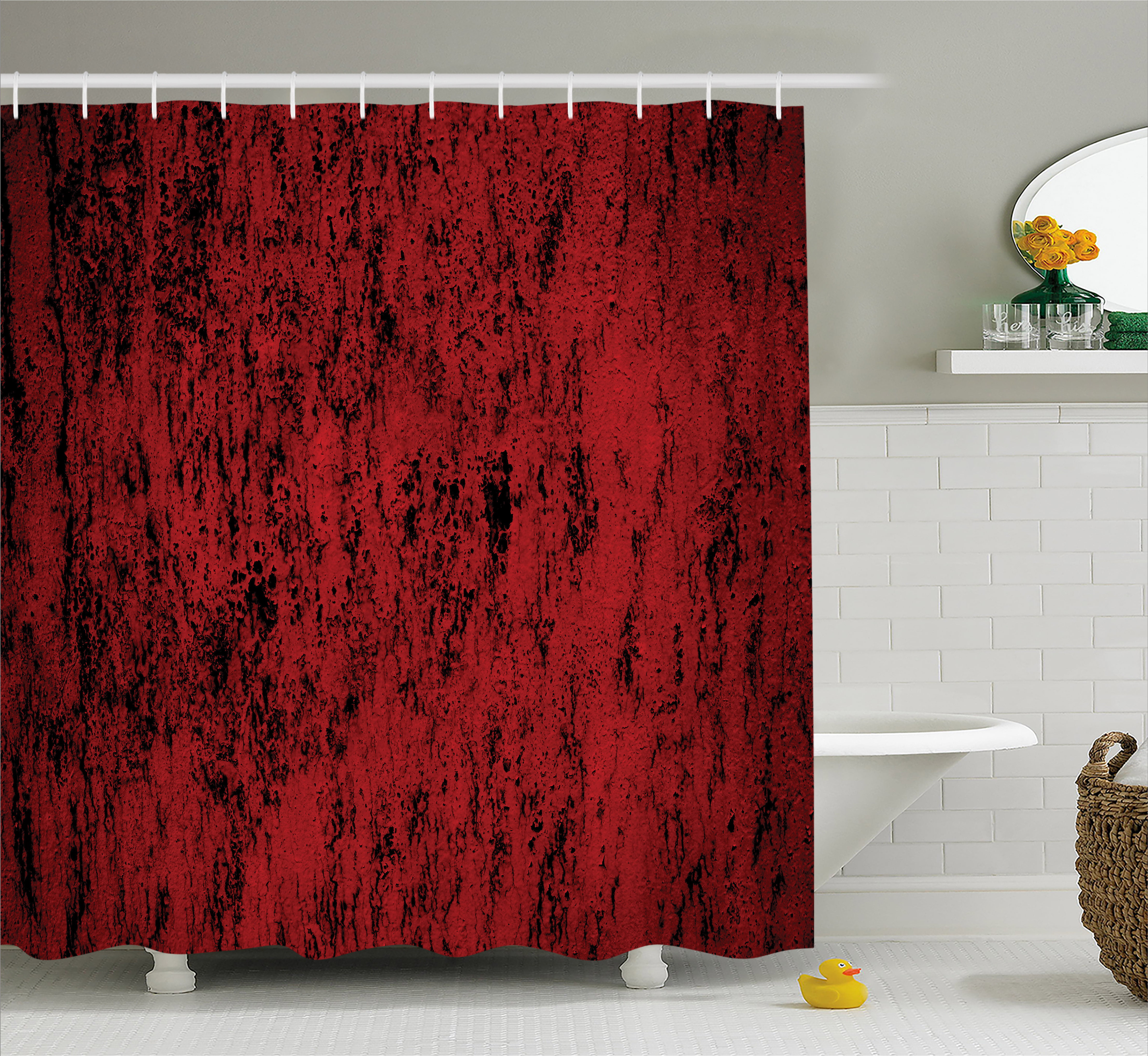 Red and Black Shower Curtain, Artistic Abstract Pattern
