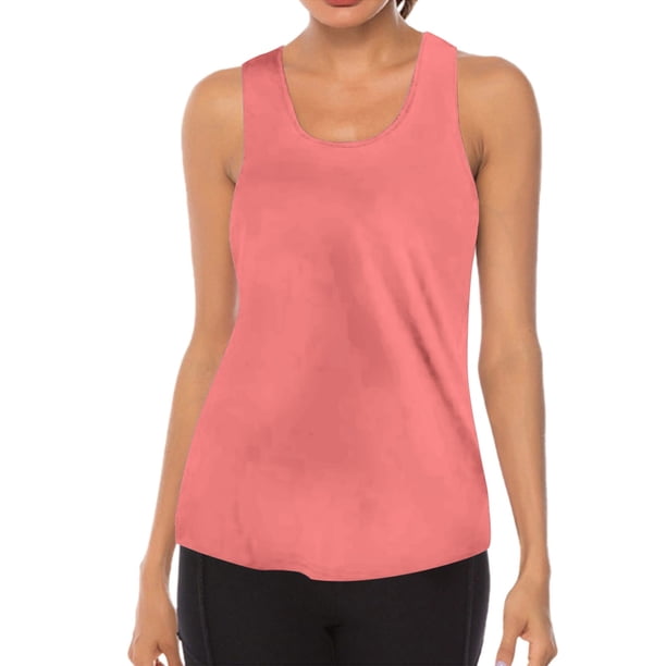 Prolriy - Camiseta deportiva para mujer, sin mangas, transpirable, con cuello redondo, para gimnasio, yoga, color oro rosa, talla L