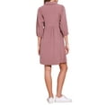 thumbnail image 3 of INSPIRE CHIC Casual Mini Dress for Women's Collared 3/4 Sleeve A-Line Button Down Fall Dresses XS Dark Pink, 3 of 5