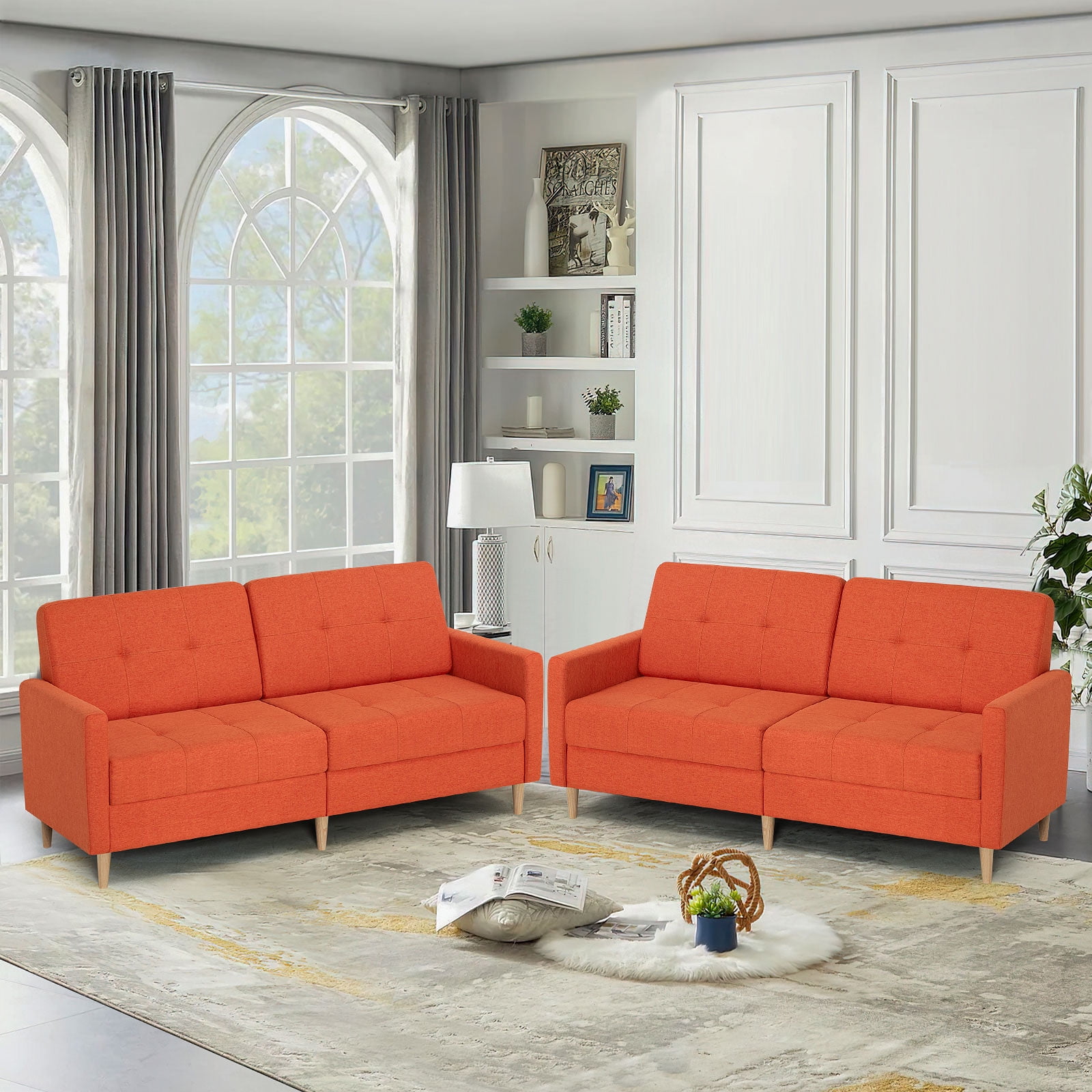 YYAo Modern Convertible Futon Sofa Bed, Upholstered Loveseat with Adjustable Armrests and Splitback for Living Room, Apartment, Office, Small Space, Orange YYAo Modern Convertible Futon Sofa Bed, Upholstered Loveseat with Adjustable Armrests and Splitback for Living Room, Apartment, Office, Small Space, Orange