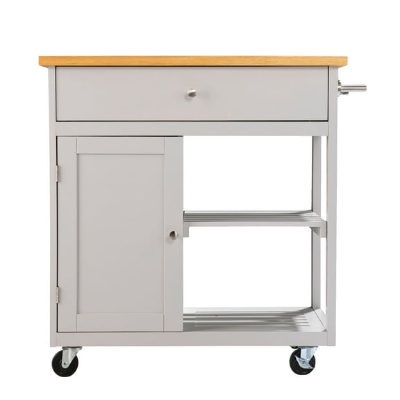 SEI Furniture Pleydell Wooden Kitchen Cart in Cool Gray and Natural