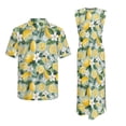thumbnail image 6 of Yuyamidu Couples Vacation Outfits Matching Sets Lemon Dress for Women Maxi Dress with Pockets Mens Hawaiian Shirts Short Sleeve Beach Tropical Shirts Family Matching Vacation Clothes Men's L, 6 of 7