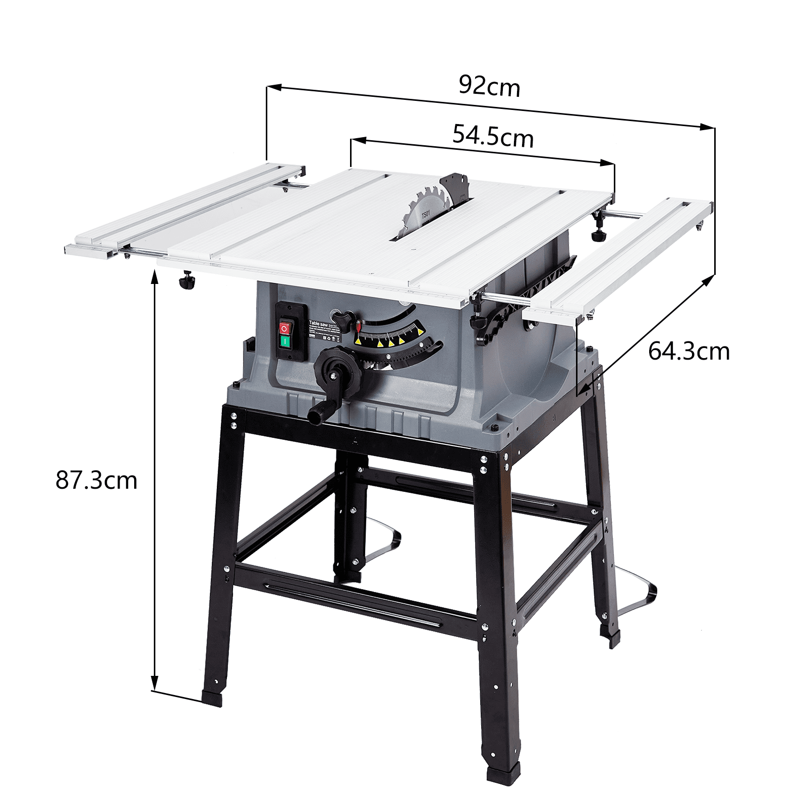 Kojooin 10-Inch 15a Multi-Purpose Table Saw with Stand and Push Bar, Capable Of 90° Crosscuts and 0-45° Miter Cuts, 5000 Rpm Speed, Adjustable Blade Height, Suitable for Woodworking