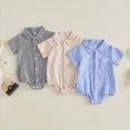 thumbnail image 2 of Farysays Baby Boy Outfit Plaid Print Short Sleeve Lapel Button Romper Bodysuit With Front Pocket Jumpsuit, 2 of 9