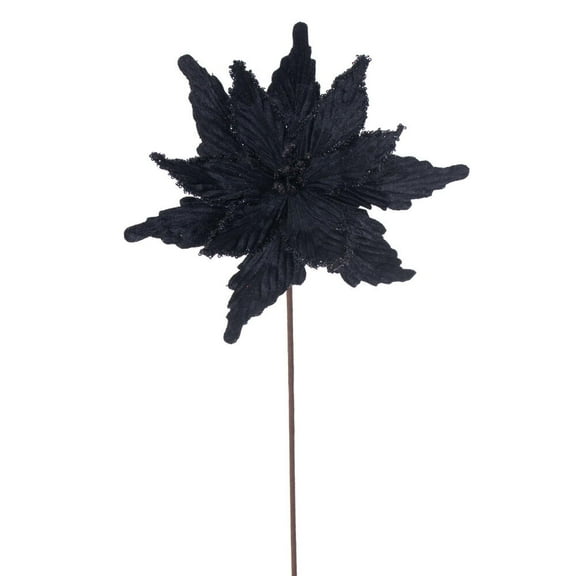 21.5" Black Poinsettia 12" Flower 6/Bag
