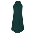 thumbnail image 6 of Boho Dress for Women, Women's Halter Neck Sundress Flowy Solid Sleeveless Pleated Beach Summer Dress Loose Knee Length Mini Dresses, 6 of 7