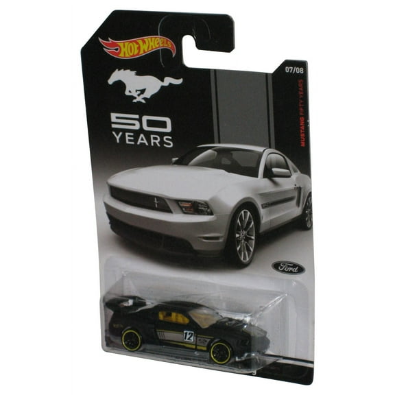 Hot Wheels 50 Years Black Custom '12 Ford Mustang (2013) Mattel Toy Car 7/8