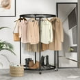Nefoso Clothing Garment Rack,Round Clothes Rack with 4 Universal Wheels
