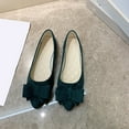 thumbnail image 2 of Army Green Ladies Pointed Bow Shoes Flat Sole Shallow Mouth Design Casual Spring Wear Work Footwear Comfort, 2 of 6