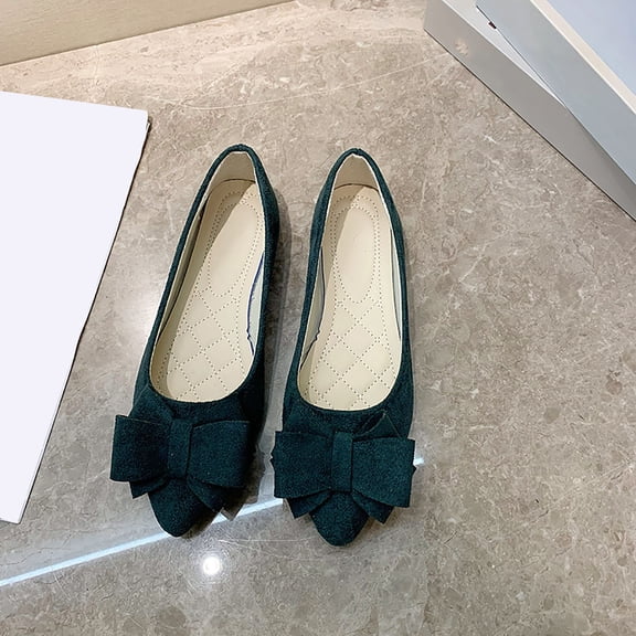 Womens Bowknot Flat Shoes Vintage Casual Walking Lightweight Comfort Work Ladies' Dressy Work Flats Shoes Outdoor Spring Summer Army Green 7.5