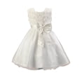 thumbnail image 5 of Fesfesfes Girls Princess Dress Sleeveless Bow A Line Formal Party Gown for Special Occasion Elegant Floral Glitter Tulle Skirt Big Kids Flower Girl Birthday Wedding Outfit(White,3-4 Years), 5 of 9