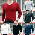 thumbnail image 4 of Ana Mens Casual Long Sleeve Muscle T Shirt V Neck Slim Blouse Tops Tee Undershirt, 4 of 8