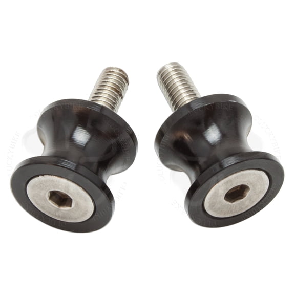 Black Mini Swingarm Spools Sliders 8mm Bolts Honda Suzuki KTM BMW Ducati Triumph