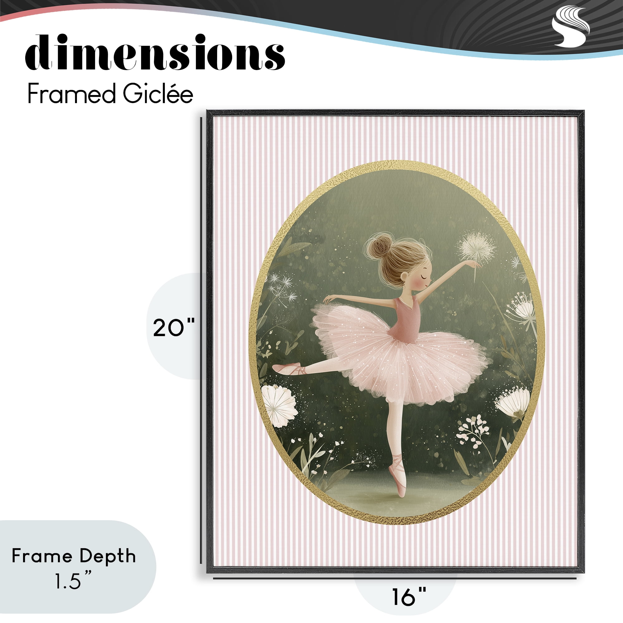 Stupell Industries Green & Pink Ballerina Black Framed Giclee Art, design by Christine Simpson Art