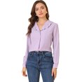 thumbnail image 1 of INSPIRE CHIC Women's V Neck Ruffled Collare Swiss Dots Puff Sleeve Button Front Shirt, 1 of 6