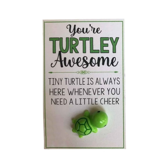 Uutvmp You're Turtley Awesome, Mini Funny Positive Turtle, Inspirational Gift, Mini Turtle Greeting Card, Positive Turtle Doll Gifts for Friends Coworkers Party Decoration