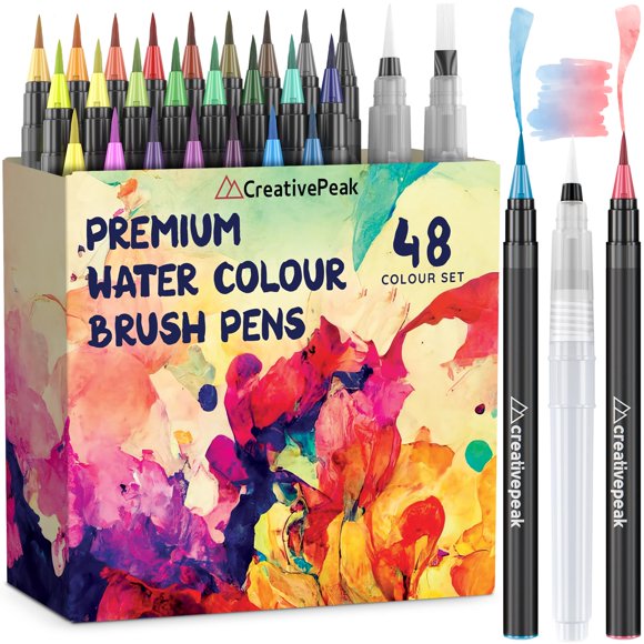 Marcadores pincel acuarelables Creativepeak de 48 colores con 2 pinceles