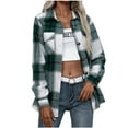 thumbnail image 3 of DDAPJ pyju Shirt Jackets for Women Lightweight Plaid Shacket Business Casual Button Down Shirts with Pockets Green XL, 3 of 8