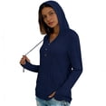 thumbnail image 4 of BRGZLK Womens Sun Shirts UPF 50+ Rash Guard 2026 Casual Fahsion UV Protection Quick Dry Hoodies Workout Athletic Tops with Pockets Summer Comfy Loose Fit Clothing Navy XXL, 4 of 5