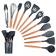 thumbnail image 1 of Paquete de 11 Cocinar utensilios de cocina Espátula No-palo Caja de cocina Resistente al calor Manija de madera Sopa Scoop Turner con caja de almacenamiento Gris Inevent HA010121-02B, 1 of 6