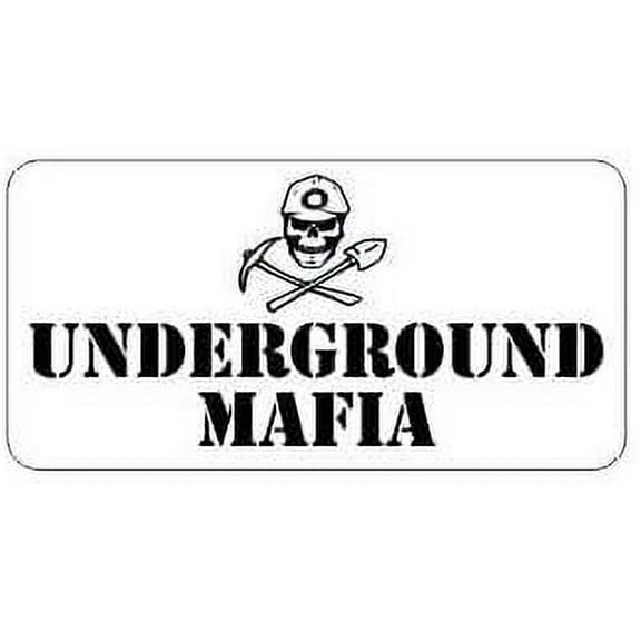 Pair of Underground Mafia Coal Miner Coalmining Funny Hard Hat/Helmet Vinyl Decal Sticker