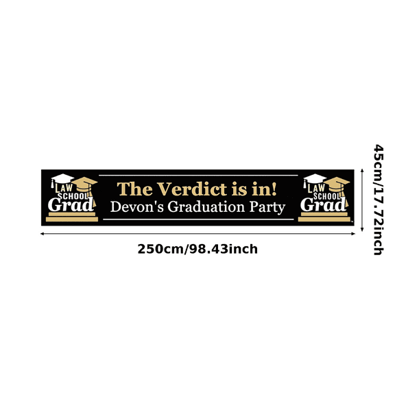 Elegant Graduation Banner Law School Grad Design for Graduation Party Celebration Indoor Outdoor Decoration