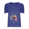 thumbnail image 5 of Mujeres Casual de manga corta de impresión plisada corta cuello redondo camiseta suelta blusa Tops OAVQHLG3B Store lin121212, 5 of 5