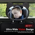 thumbnail image 3 of Baby Car Mirror, HD Shatterproof Seat Cute Bear Shape Rear Facing Accessory for Observe the Move, Universal Most Vehicle Headrests (Black) -, 3 of 6