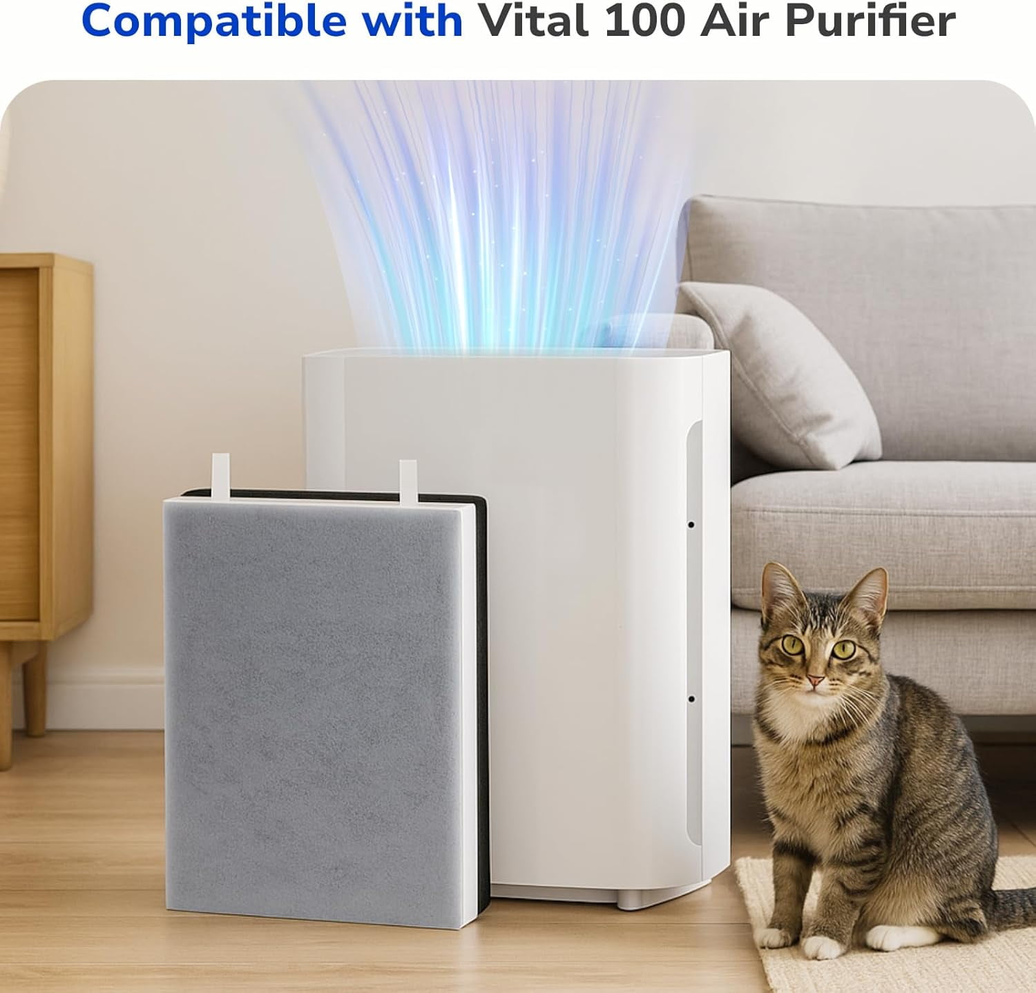 2 Pack Vital 100 Replacement Filter Compatible with LEVOIT Vital 100 Air Purifier, 3-in-1 True HEPA Filter with Activated Carbon Filter, Reduce Dust, Pollen, Odor